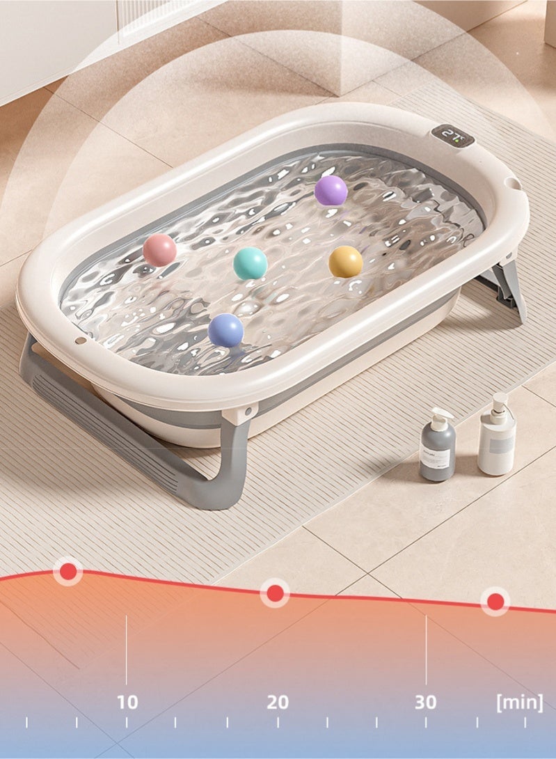 Bolivia's Foldable Baby Bathtub for Newborn to Toddler - LED Temperature Display, BPA-Free Non-Toxic, Anti-Slip Legs, Soft Cushion, Fast Drainage - Image 3